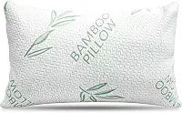 Travesseiro de bambu – Travesseiros de cama tamanho Queen para dormir, ajustável com espuma de memória desfiada – costas, estômago, colchonete lateral, capa lavável/removível, alternativa de estofamento de hotel (Queen (1 unidade))