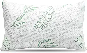 Travesseiro de bambu – Travesseiros de cama tamanho Queen para dormir, ajustável com espuma de memória desfiada – costas, estômago, colchonete lateral, capa lavável/removível, alternativa de estofamento de hotel (Queen (1 unidade))