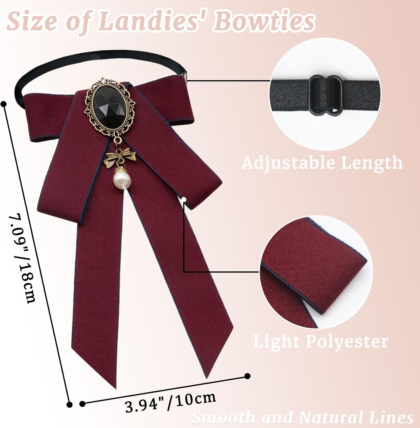 LJBFNN Bow Tie for Women Pre Tied Clip on Womens Bowtie with Ribbon Rhinestone for Shirt Uniform Wedding