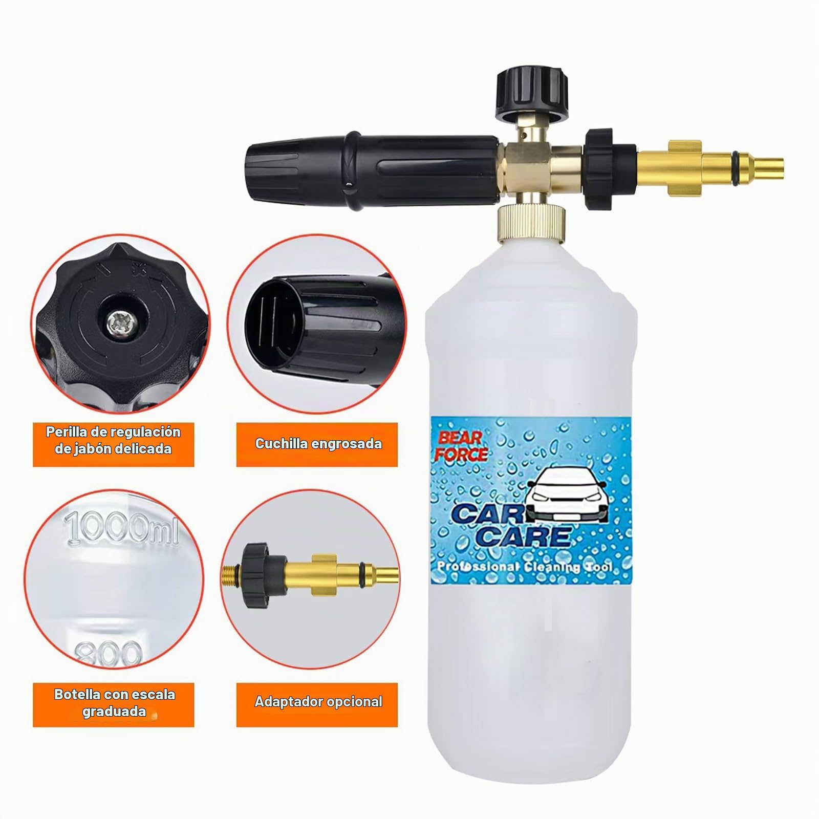 Boquilla de espuma de espuma para nieve para lavadora a presión con puntas de 1,25 y 1,10 mm, compatible con el limpiador de alta presión Lavor Wash Lidl Parkside Sterwins Deko Champion Vax…