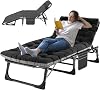 ABORON Camping Cot WMat for Adults,Cot for Sleeping,Heavy Duty Outdoor Folding Bed with Carry Bag,1200 D Layer Oxford Travel Camp Cots