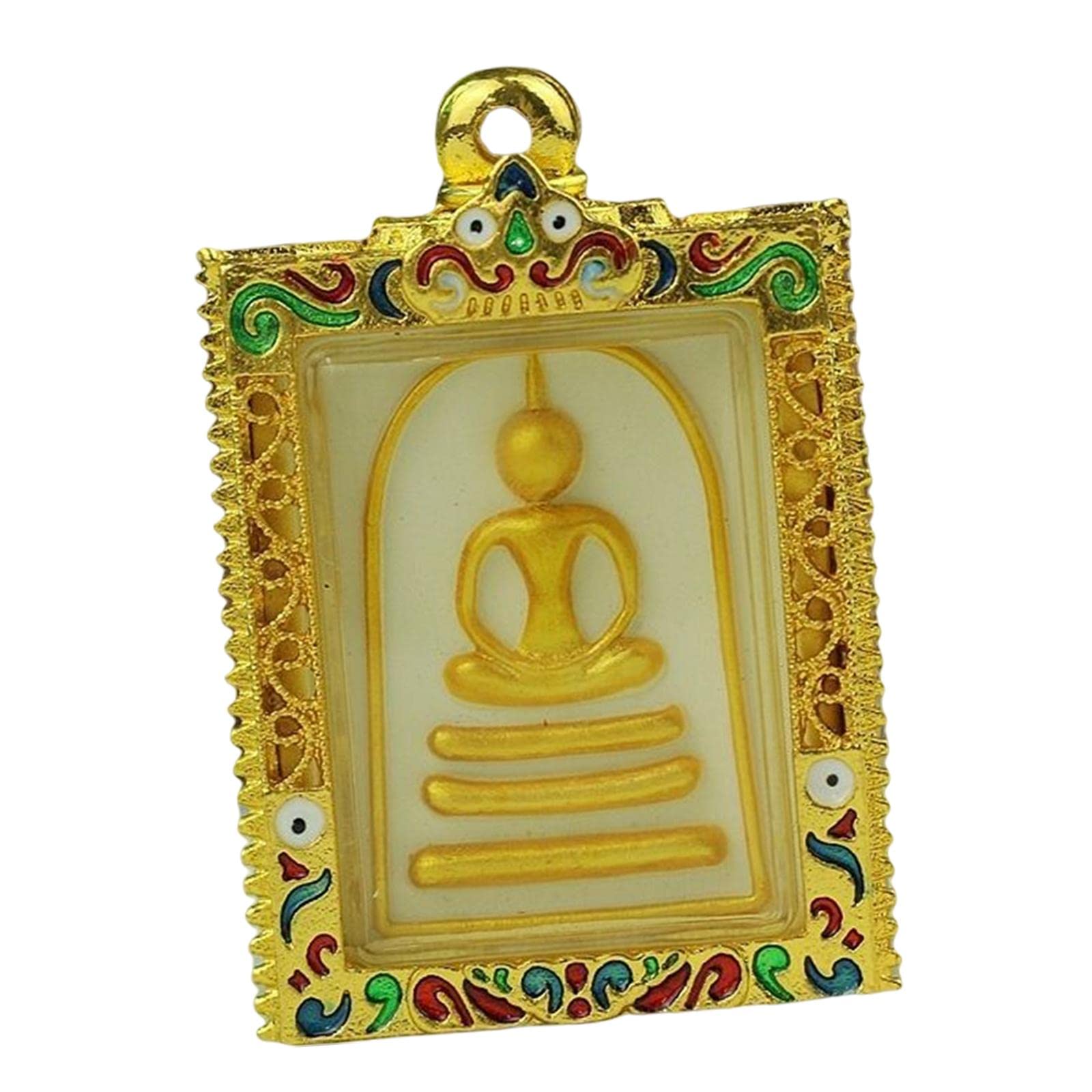 AAGAZAThai Amulet Pendant Phra Somdej Buddha Thailand Temple Durable Charms, Southeast Asia Trendy Portable for Happiness Women Good Luck Bless Men, Gold Painted/1779