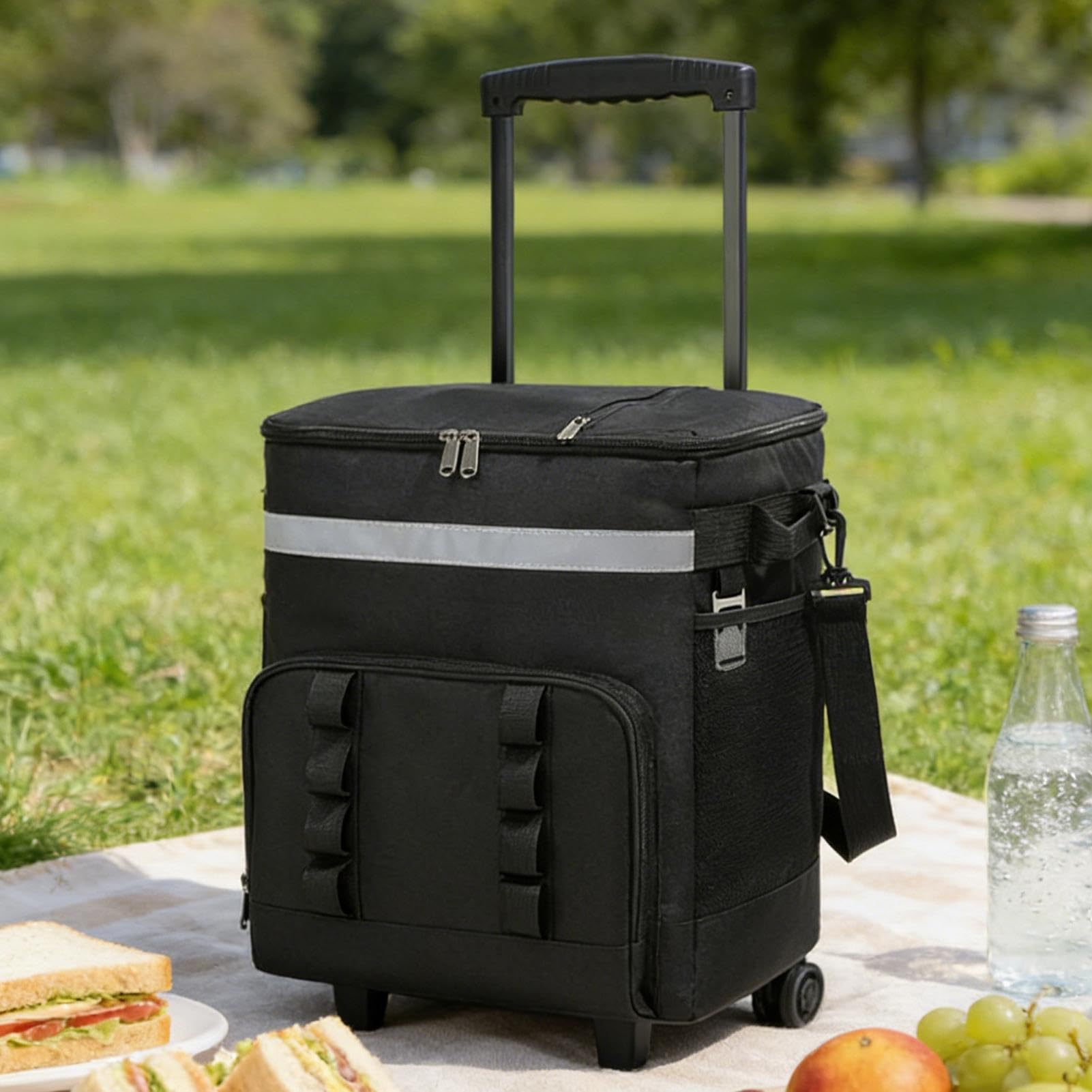Hielera con Ruedas,con Ruedas Asa y Gran Capacidad de Almacenamiento,35L Forro Impermeable para Hielera Portátil - para Viajes, Playa, Compras, Patio,