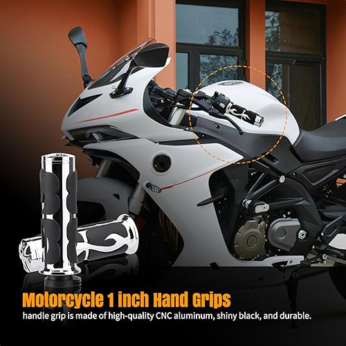 Vista 30 de Empuñaduras de mano para motocicleta de 1 pulgada y 0.984 in, agarre para manillar, acelerador, universal, compatible con Harley Davidson Dyna
