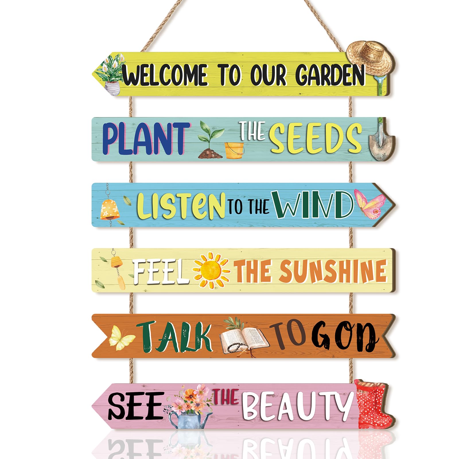 ANHUIB Welcome To Our Garden Woodn Sign Garden Signs Plaques for Outside Farmhouse Gardening Sign Outdoor Gardeners Women Present Outdoor Decoration for Home Yard Porch Gardening Gifts for Women Men — image 1