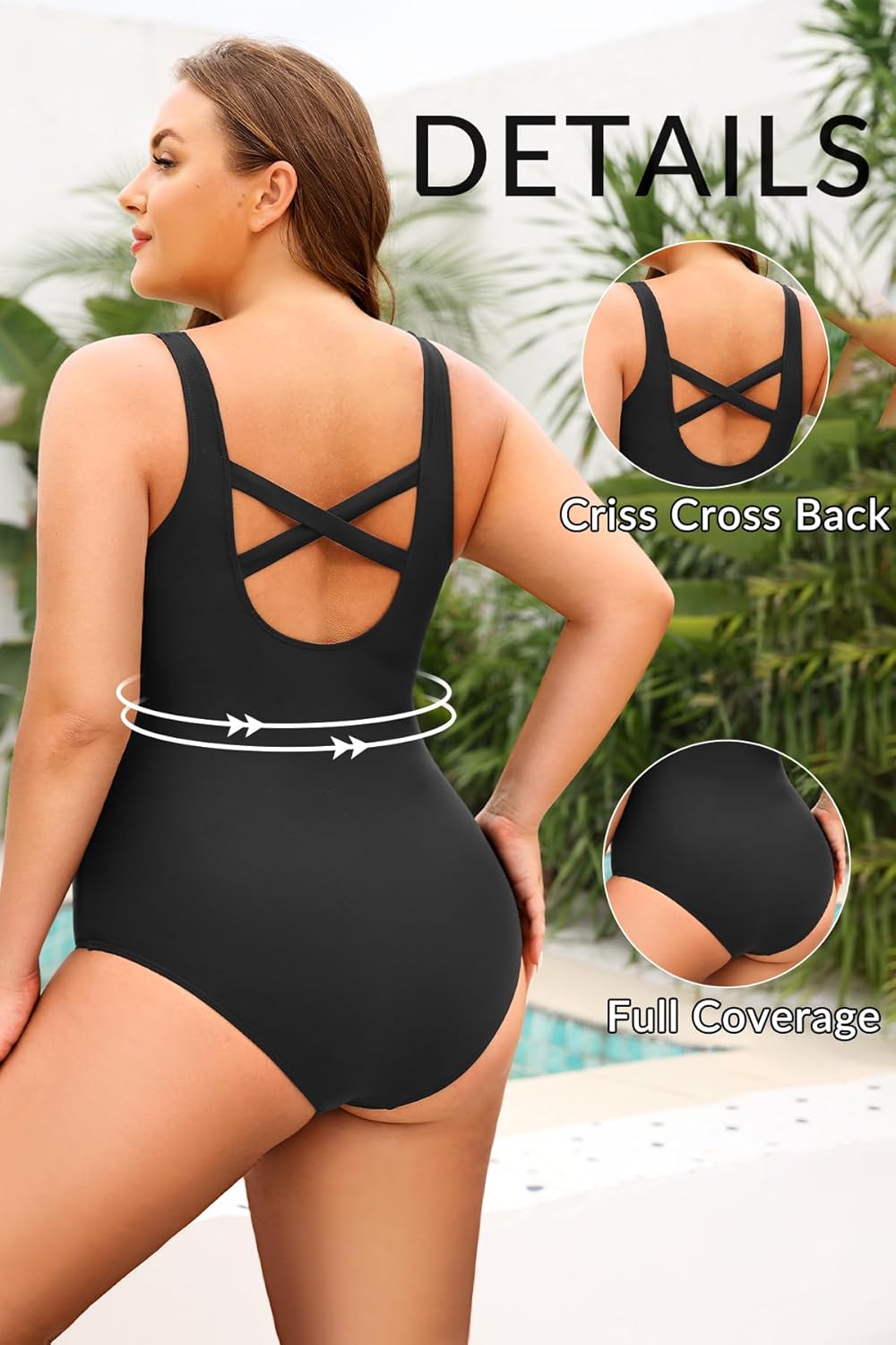 Holipick Womens Plus Size One Piece Swimsuits Tummy Control Bathing Suits Sporty Swimwear - Image 4