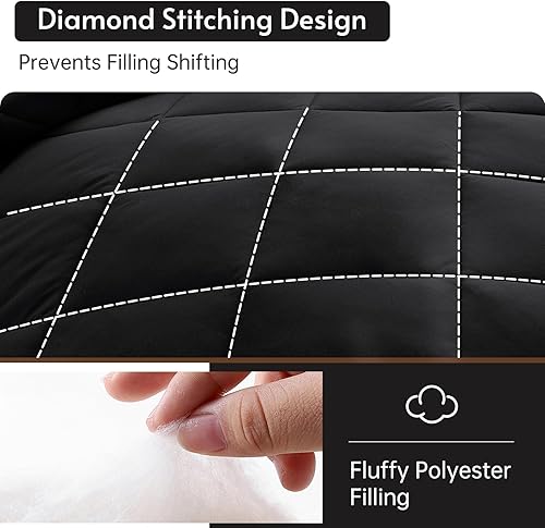 Miniatura 189 de MUXHOMO Juego de edredón Queen de 7 piezas, cama reversible en una bolsa, tamaño Queen, juego de ropa de cama para todas las estaciones con edredón