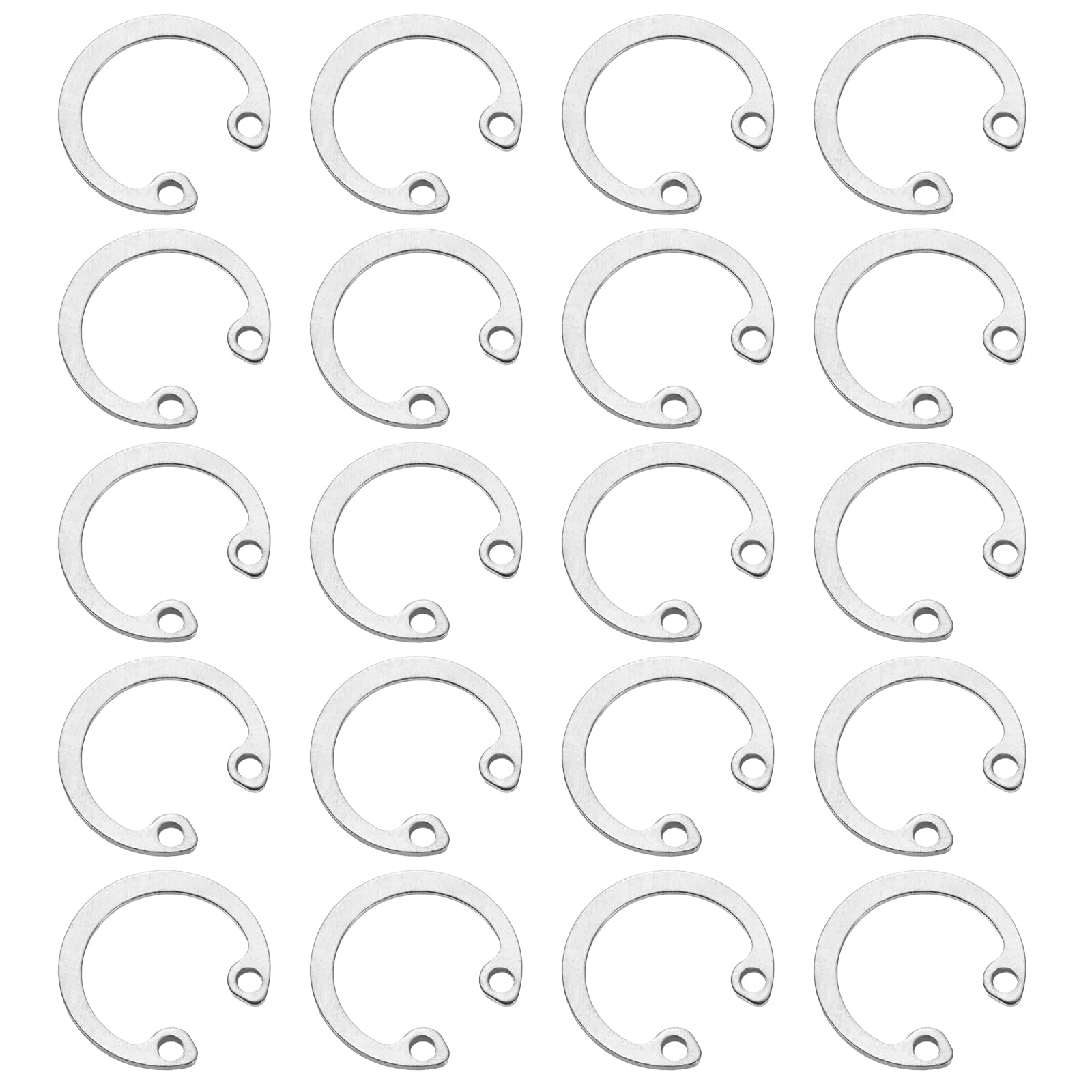 sourcing map 60Pcs 16mm Internal Retaining Ring Circlip, 304 Stainless Steel Internal Circlip Snap Rings C-Clips GB893 for Grooved Shafts Studs, Silver Tone