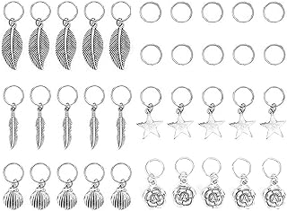 Anéis de trança de cabelo, padrão de estrela de concha de folha Dreadlocks Anéis de cabelo de trança Anéis de cabelo acessórios de decoração de cabelo, joias de cabelo para tranças femininas, anéis de tranças de metal dourados, clipes de punho