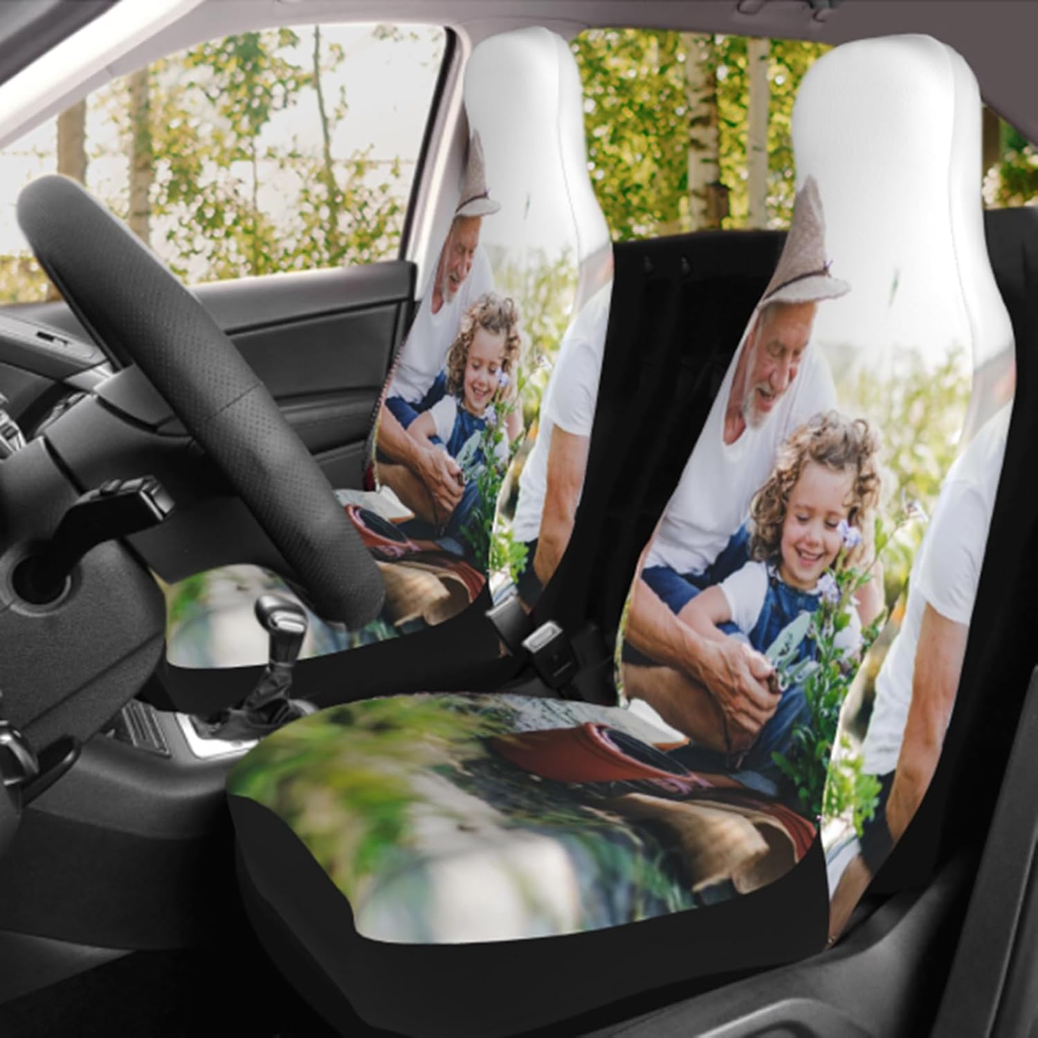 Custom Car Seat Cover, Add Your Photo, Text, Logo, Personalized Car Seat Cover, Elastic Car Decorative Accessories, Suitable for Cars, Trucks, SUV (2Pcs)
