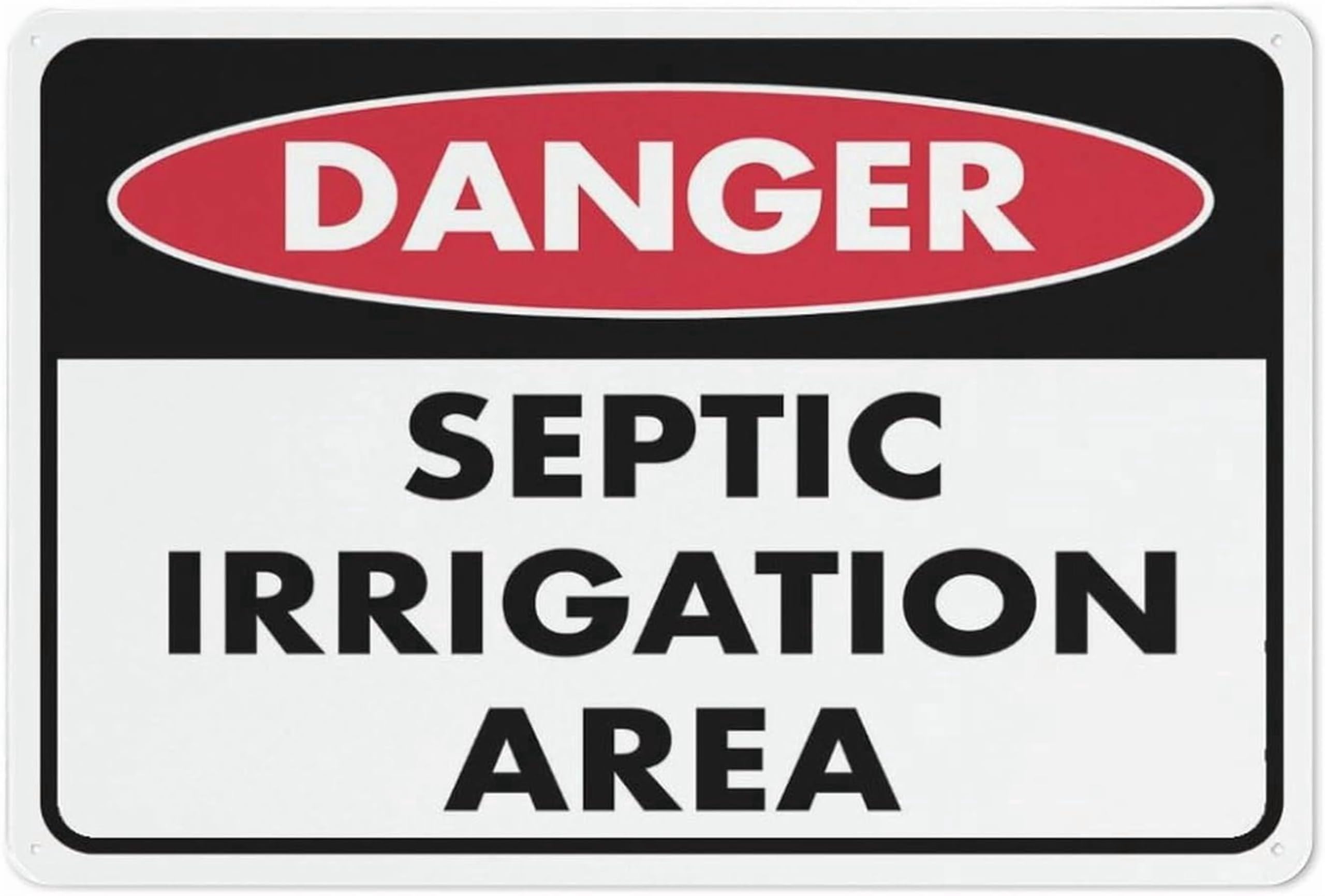 (2-Pack) Metal Tin Sign Danger Septic Irrigation Area Sign 12 X 8 Inch Rustproof Multicolor