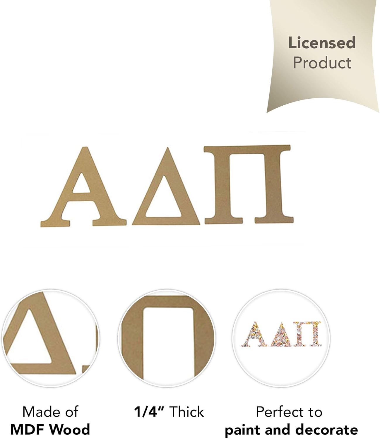 Desert Cactus Alpha Delta Pi Wooden Letter Set - 7.5 inch Unfinished MDF Wood A D Pi Sorority Greek Letters for DIY Arts and Crafts