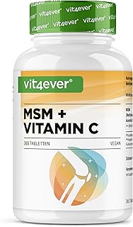 vit4ever MSM 2000 mg - 365 Tabletten - Mit natürlichem Vitamin C aus Acerola - Ohne Zusätze - 6 Monate Vorrat - Hochdosiert - Laborgeprüft - Vegan