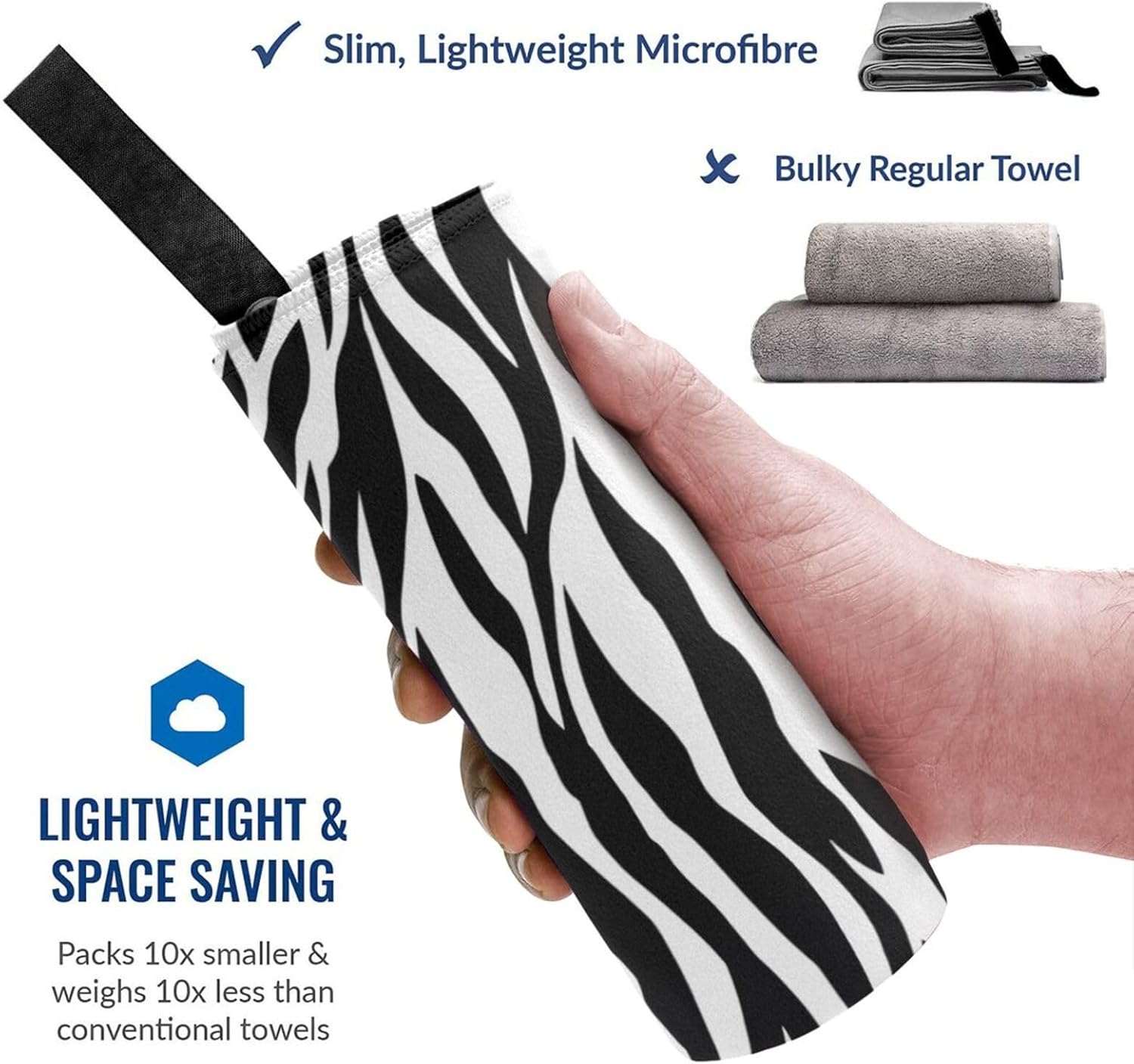 KHiry Microfiber Towel Beach Towels Zebra Print Quick Dry Towel Soft Lightweight Travel Towels Absorbent Large Easy Pack Travel Things Beach Blanket for Gym Sports Swimming