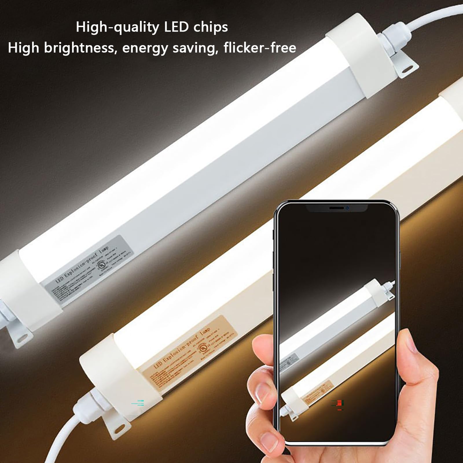 Lámpara LED De Tubo A Prueba De Explosiones, 3000K Cálida, IP65, Resistente Al Agua, 900-3600LM, CRI>80, Para Techo, Ideal Para Garaje, Almacén, Taller O Uso Industrial,2pc-30cm/11.8in
