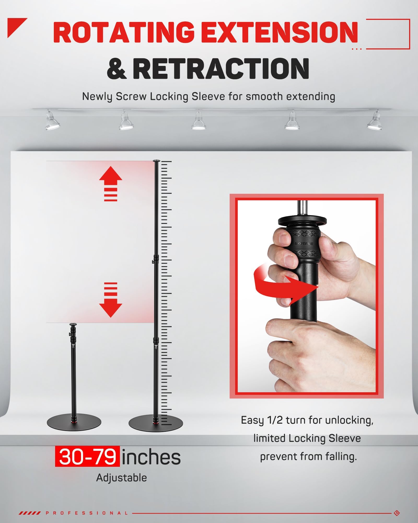 IFOOTAGE Cobra RB-A400 Monopiede con base rotonda, monopiede in alluminio per fotocamera, compatibilità con fotocamere DSLR e videocamere (201,6 cm/79,4 pollici, 2 confezioni)
