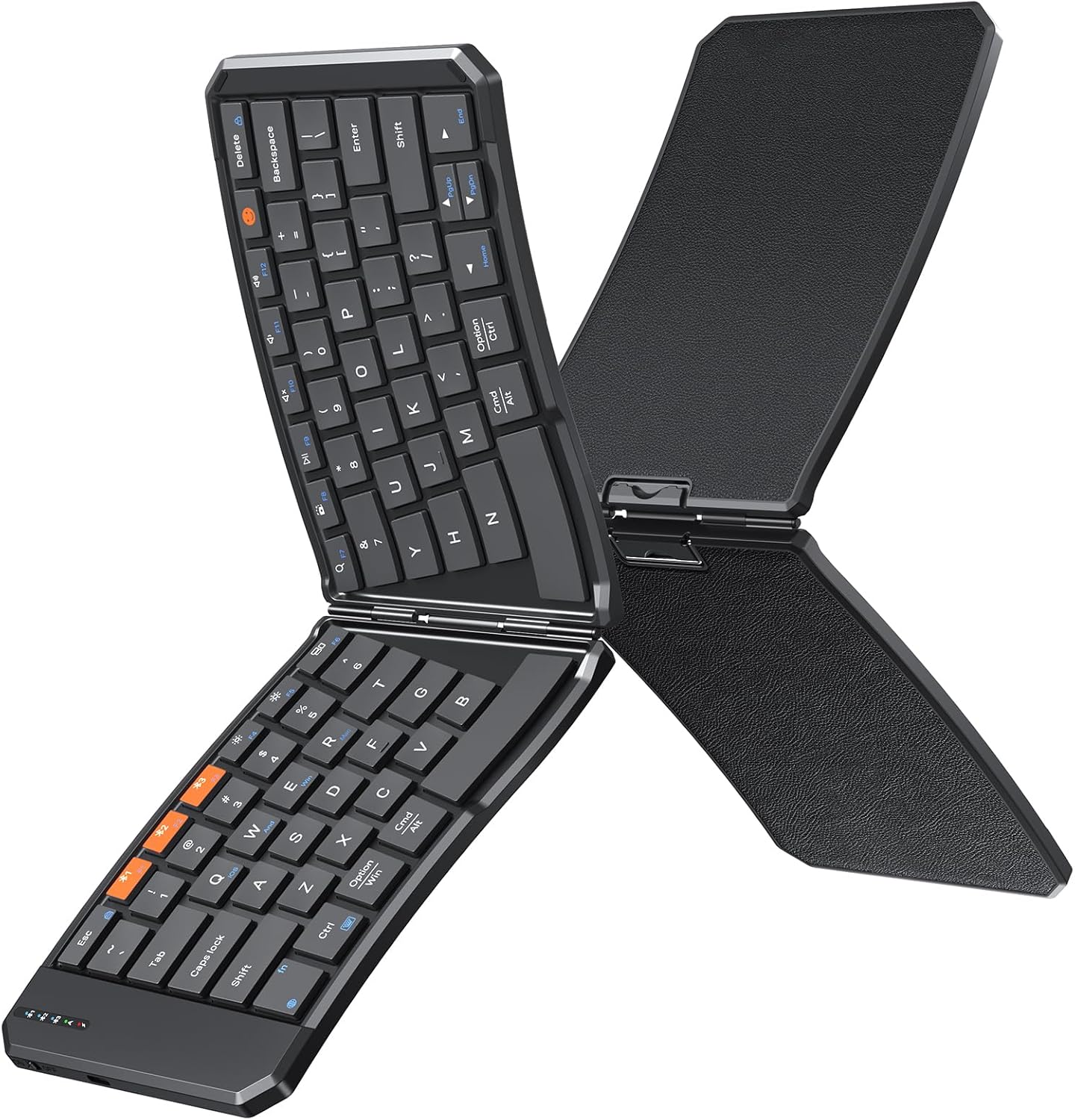 Doci Foldable Bluetooth Keyboard, Split Ergonomic Portable Keyboard for Business Travel, Ultra-Thin Folding Rechargeable Wireless Keyboards Compact for Android iOS Windows Mac Tablet PC Smartphone