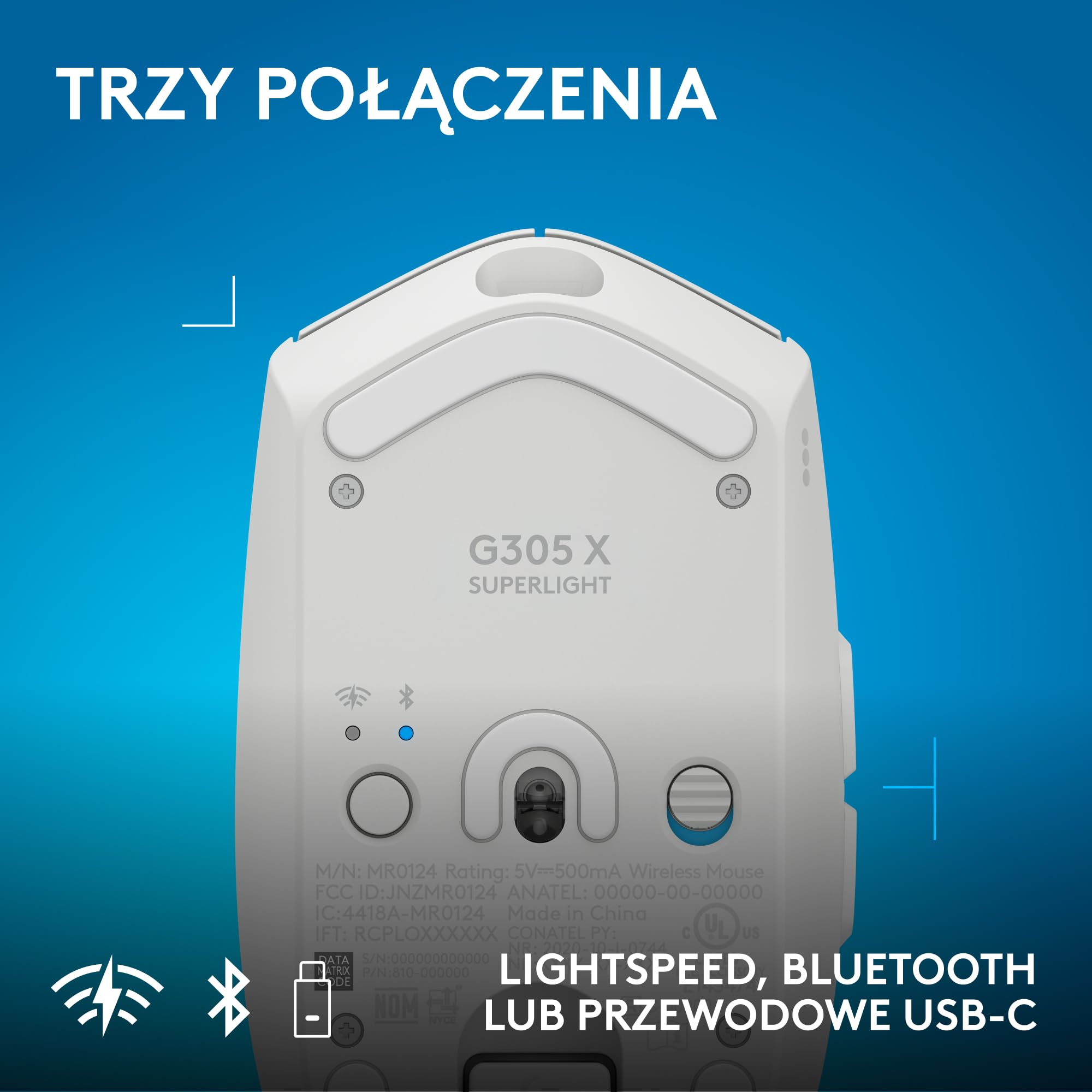 Logitech G G316 X 98, klawiatura do gier,8 kHz,wymienne sprężynujące przełączniki,konstrukcja uszczelkowa, US INT'L QWERTY+G305 X SUPERLIGHT bezprzewodowa mysz gamingowa,lekka 61 g ładowalna, PC-Biały
