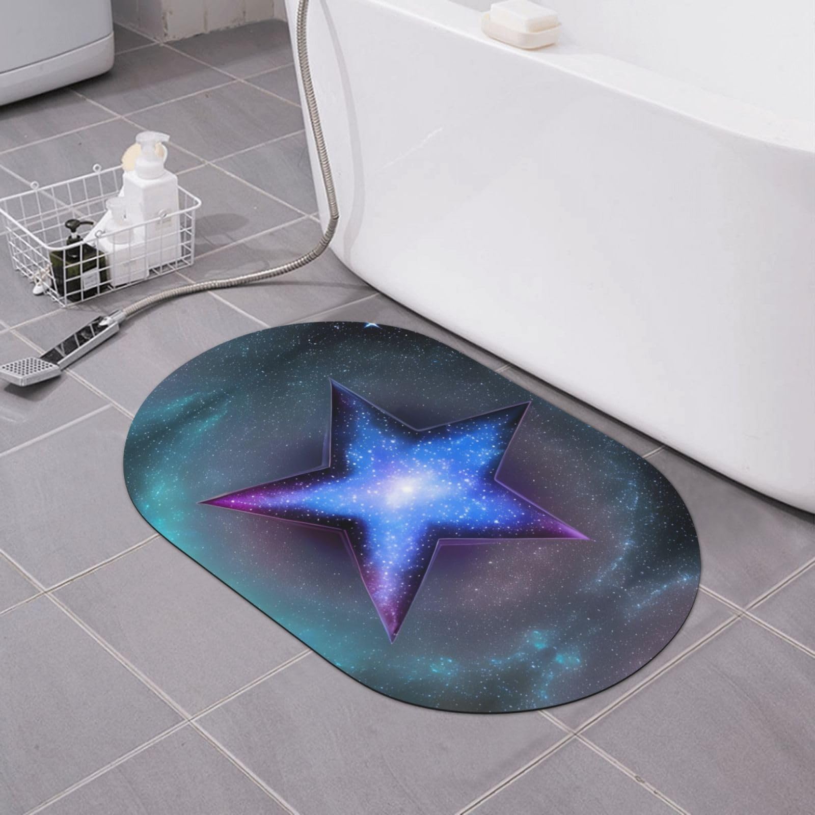 Paillasson de bain absorbant 40x60 antidérapant imprimé étoiles moderne