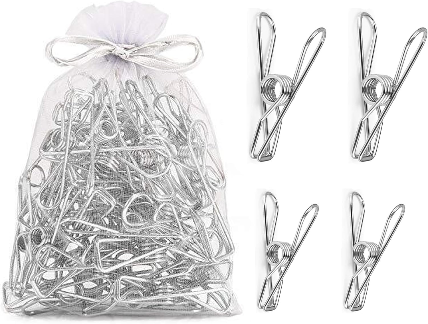 Clothes Pegs Chip Clips Pack of 50,Stainless Steel Laundry Hanging