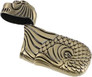 Embossed Merlion Lighter Case Cover Golden Metal for Travel | Weatherproof Sleeve, Scratch Resistant Finish, Lightweight Build for Camping Use, Singapore Souvenir Style for Tourists