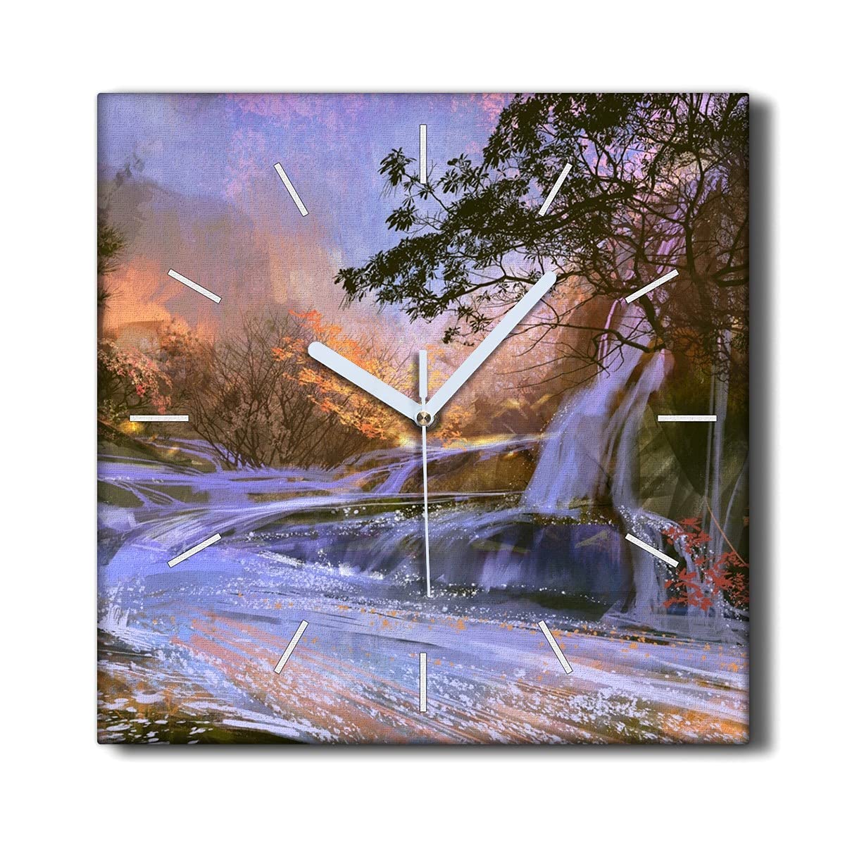 Horloge sur Toile Sans Tic-Tac Décoration Murale Salon Nature Peinture 30x30