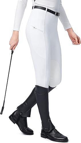 Miniatura 2 de SANTINY - Pantalones de equitación para mujer con bolsillos con cremallera, parche para la rodilla, mallas de equitación ecuestre para mujer