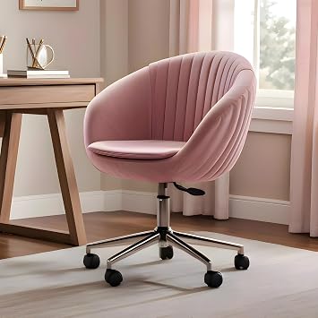 Oyster Work Chair Chrome Foot, Pink Fabric