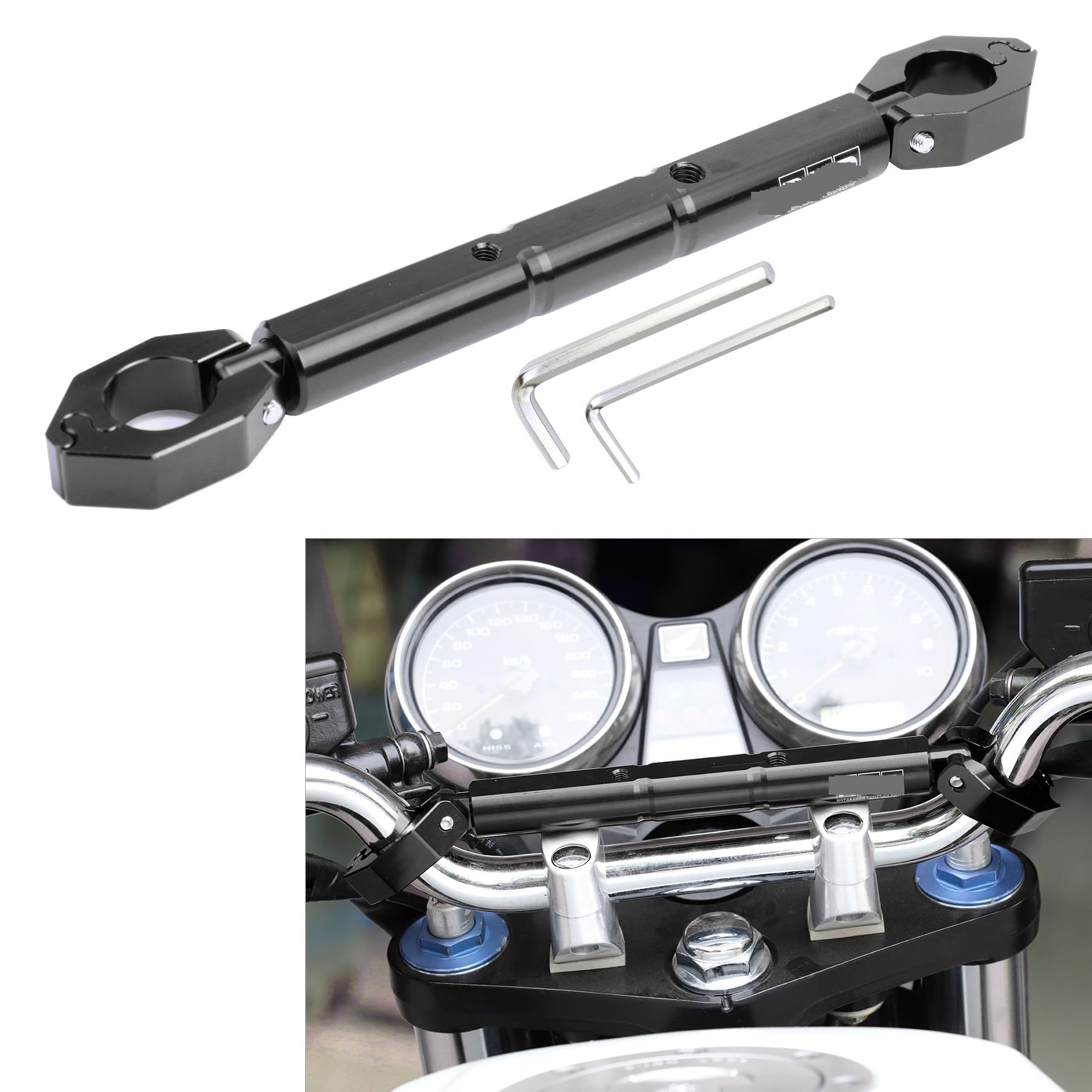 manubri moto Barra di equilibrio rinforzata per moto regolabile universale | Set barra traversa con morsetto estensore manubrio per moto CNC da 22 mm