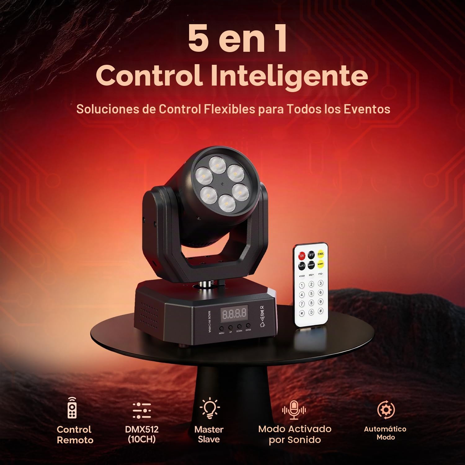 Mini 30W Beam Cabeza Móvil Luces de Fiesta, 6 LED RGBW Efectos de iluminación con Control Remoto Luces de Escenario Wash Ángulo de Haz 25° Estroboscópico para Boda Bar Discotecas Navidad