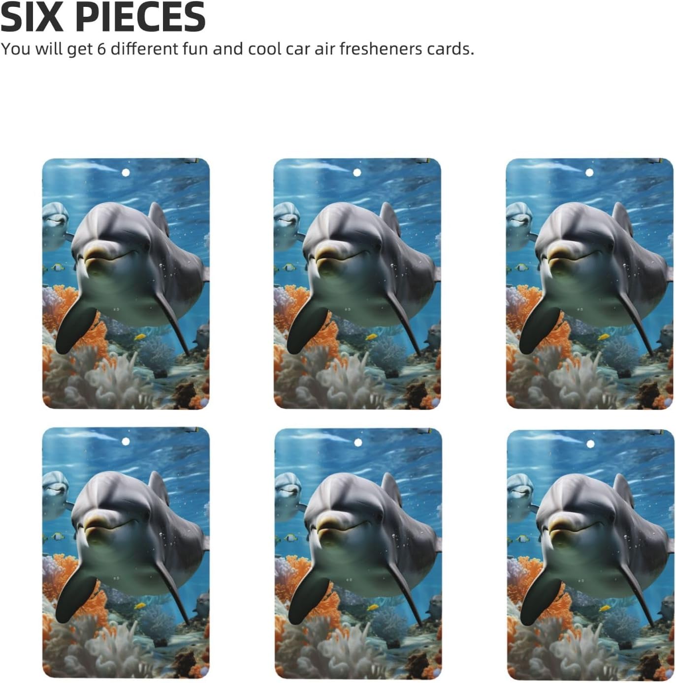 6 Pcs Car Air Fresheners Personalized Dolphin In The Coral Reef Aromatherapy Tablets Hanging Fragrance Scented Cards Funny Incense Chips For Rearview Mirror Accessories image 2