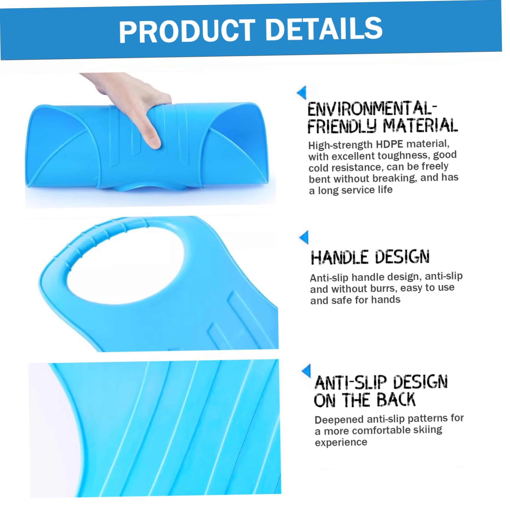 Luge à Neige 2 pièces pour Enfants avec Poignée Antidérapante, Planche de Glisse en Plastique Flexible