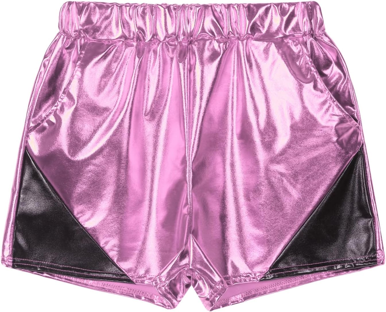 FEESHOW Womens Shiny Metallic High Waist Booty Shorts Rave Dance Yoga Hot Pants Swimsuit Party