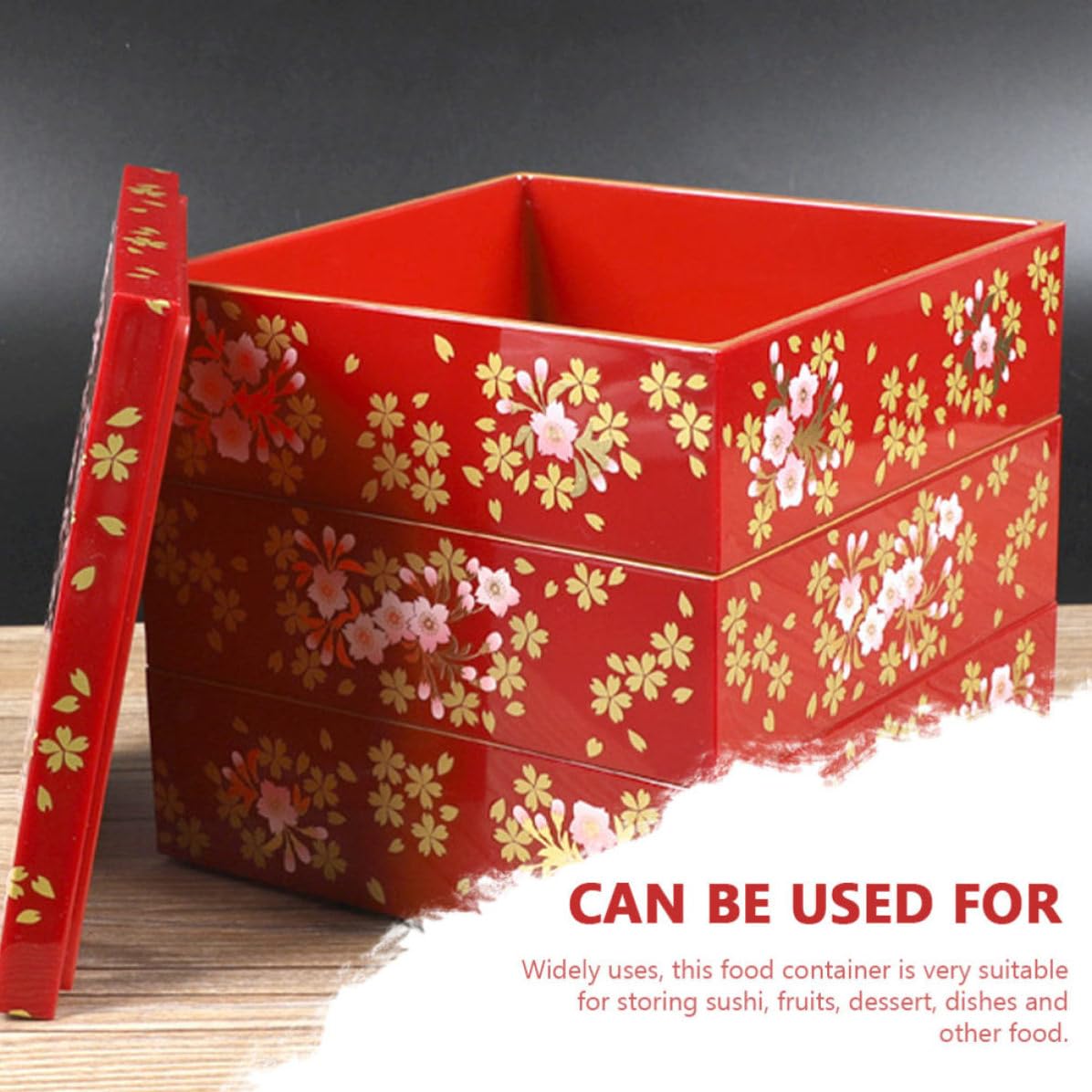 Boîte à Bento Japonaise Rouge en Plastique, Design Trois Couches Compact, pour Stocker Aliments et Fruits Lors de Déplacements