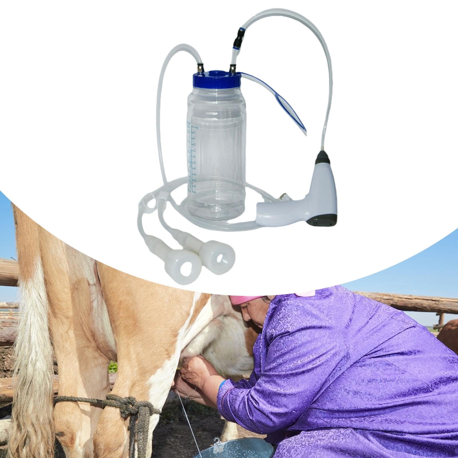 perfk Máquina de ordeño de Vacas Accesorios de máquina de Vacas Bomba de succión de aspiración 2L Bomba de succión eléctrica para ovejas Granja de Vacas