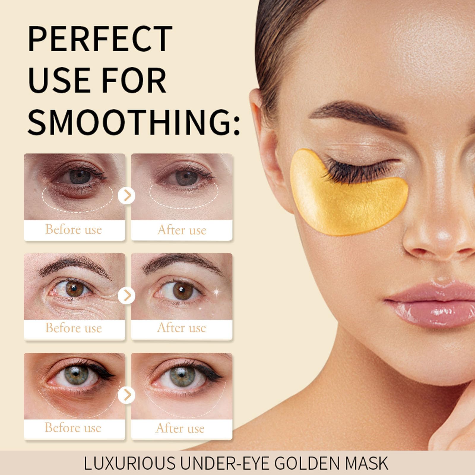 24k Gold Under Eye Patches,30 Pcs Collagen Under Gel Eye Masks,Reducing Fine and Lines Dark Circleeye Patches,Gel Eye Masks Beauty & Personal Care,Black Box 1