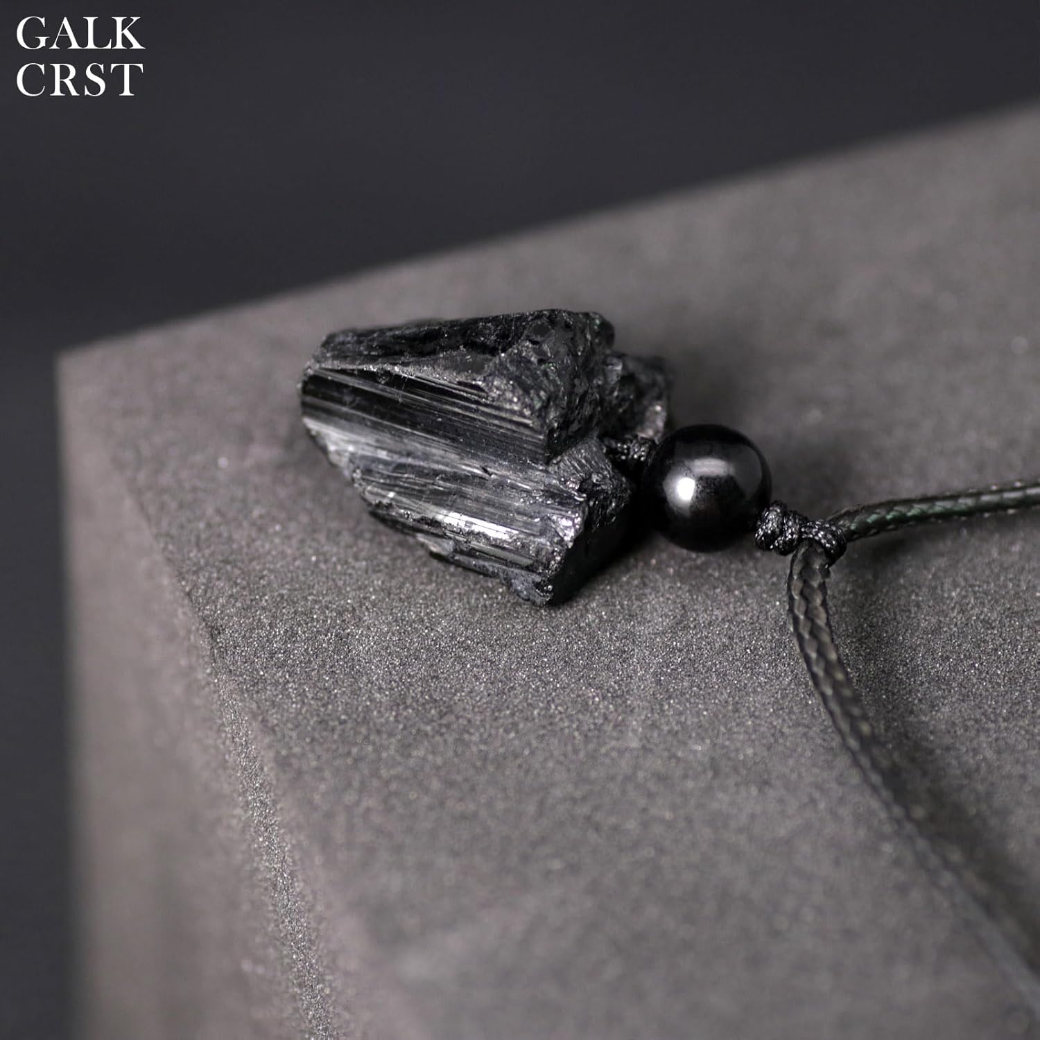 Raw Black Tourmaline Necklace - Protection Crystal Black Necklace for Men Healing Crystal Necklace with Leather Chain and Adjustable Knot Soothe Mind Emotions - Image 6