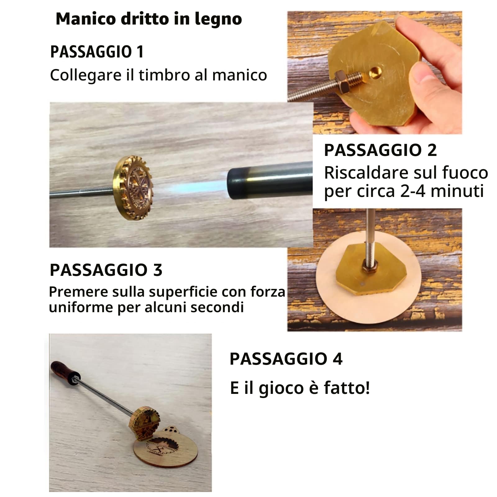 Ferro Personalizzato per Branding su Legno e Pelle - Logo Personalizzato per Lavorazione del Legno (2,5 x 2,5 cm)