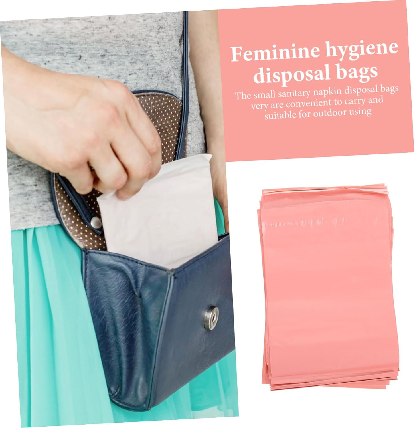 COLLBATH Feminine Sanitary Napkin Bags 200pcs Waterproof Packaging Sanitary Napkin Organizer Period Bag Strong Adhesive Odorless for Women