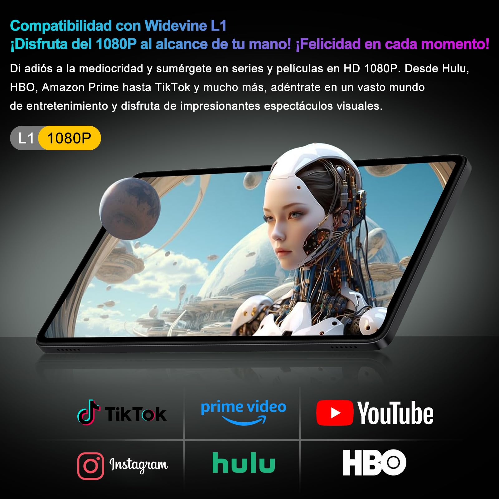 Tablet 10 Pulgadas 30GB+128GB, 8000mAh, Android 15, IPS Pantalla FHD 1080, Procesador Octa-Core, Certificación GMS/ Widevine L1/ Control parental, Tableta PC con Cuerpo de Metal, Teclado y Mouse- Azul — view 6