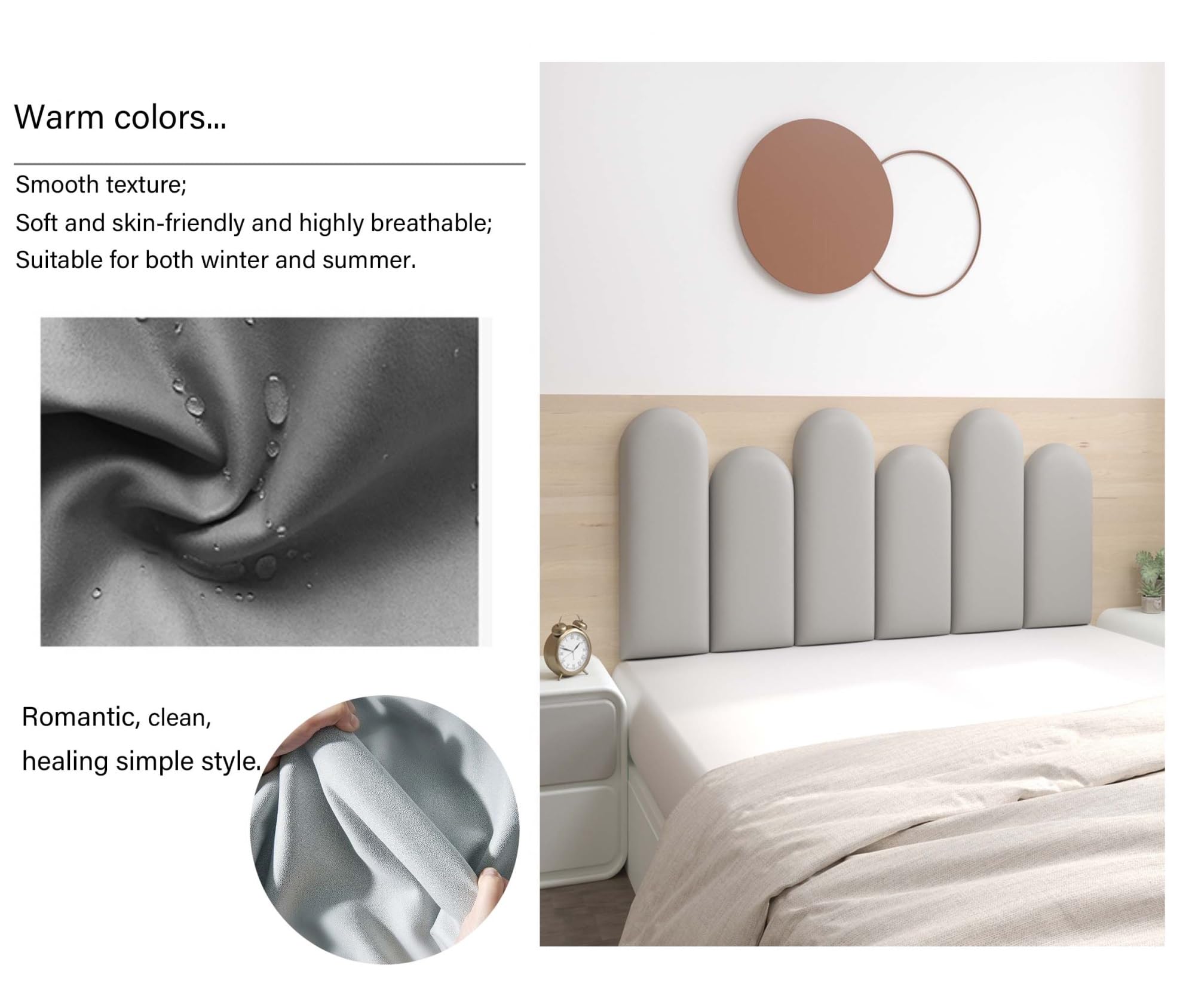 Panneaux de tête de lit à décoller et Coller pour Mur, Panneaux muraux rembourrés en éponge Haute densité, têtes de lit pour Lits, Panneaux muraux Auto-adhésifs, Rembourrage Mural pour Tapis