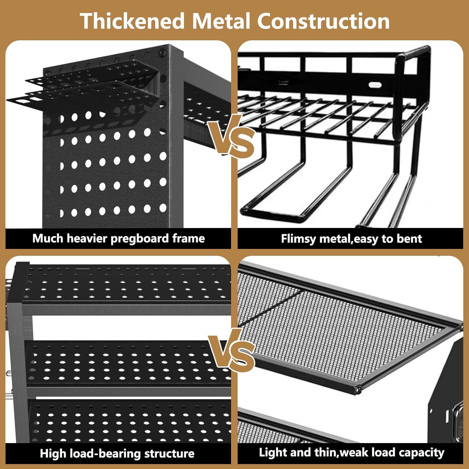 Power Tool Organizer Wall Mount, 4 Layer Heavy Duty Garage organizer Loads 280lbs, Tool Organizers with 8 Drill Hanger, Battery Tools Holder Garage Storage Organization for Workbench, Pegboard, Shed