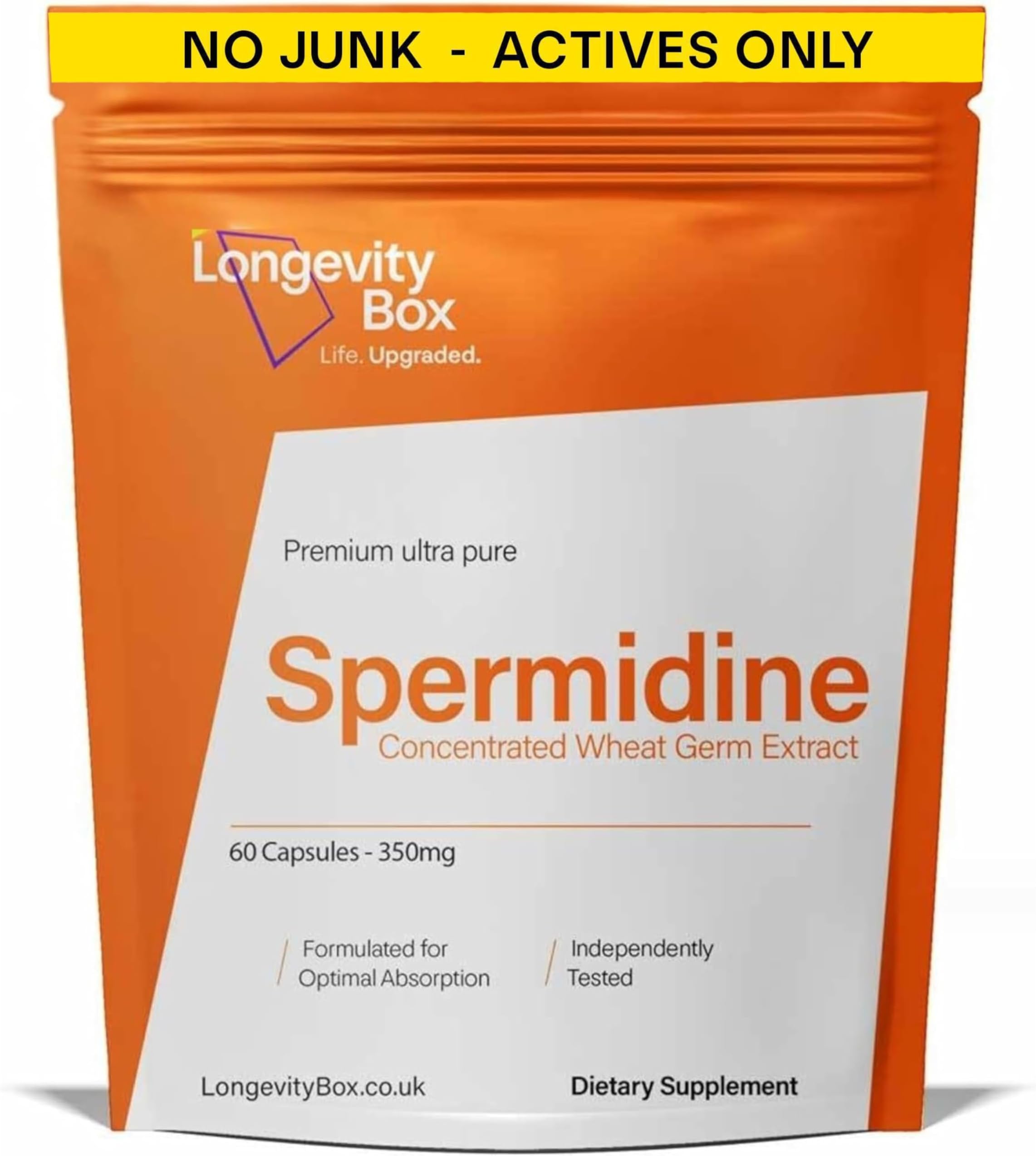 Spermidine Supplement 60 Vegan Capsules 6mg from 600mg Wheat Germ Extract with Zinc Thiamin 99% Pure Third-Party Tested Non-GMO
