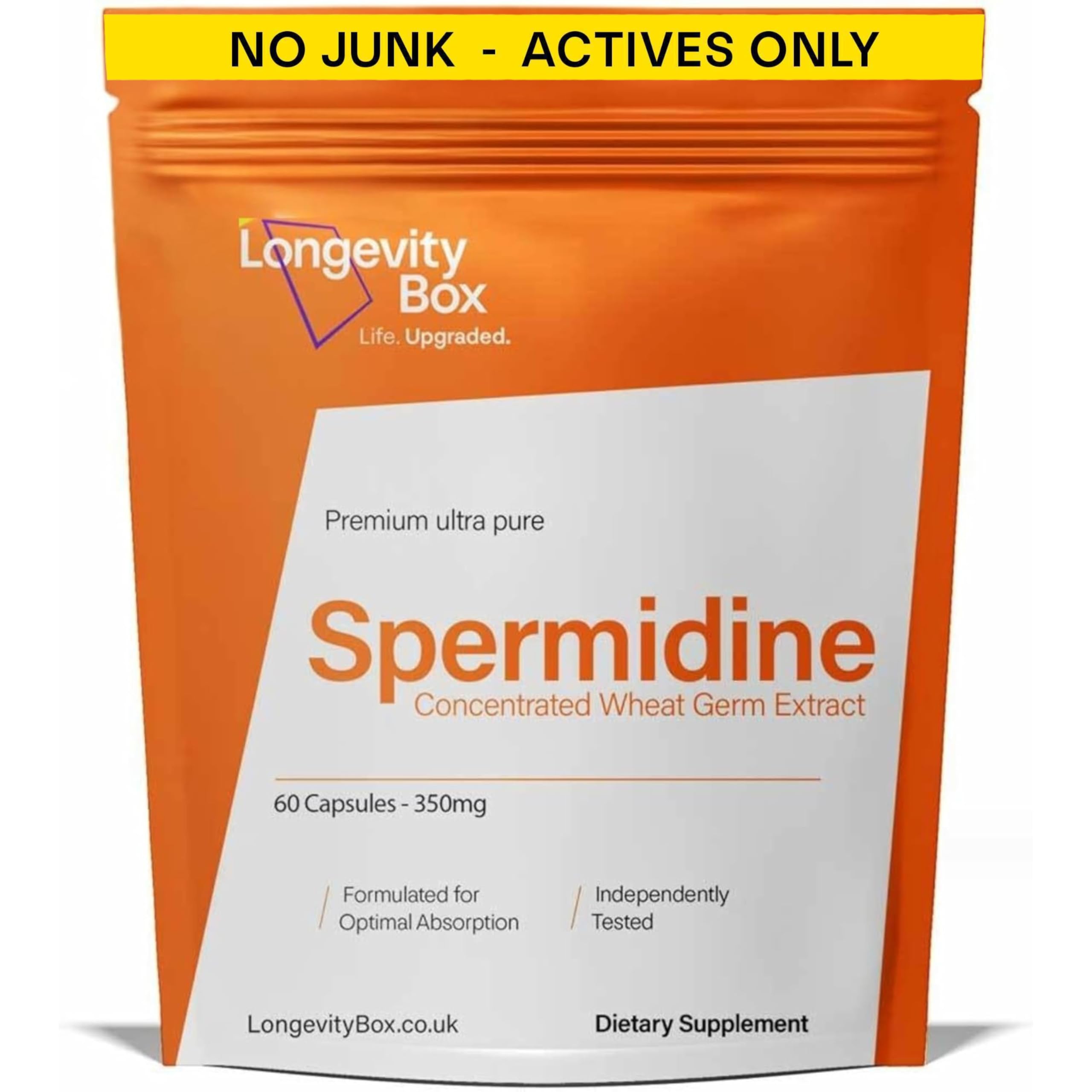 Spermidine Supplement 60 Vegan Capsules 6mg from 600mg Wheat Germ Extract with Zinc Thiamin 99% Pure Third-Party Tested Non-GMO