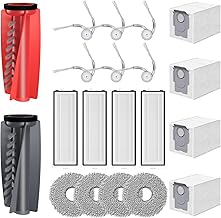 Qrevo Curv 20 Pack Accessories Compatible with Roborock Qrevo Curv Robot Vacuum Cleaners, 2 Roller Brushes, 4 HEPA Filters, 4 Dust Bags, 4 Cleaning Cloths, 6 Side Brushes