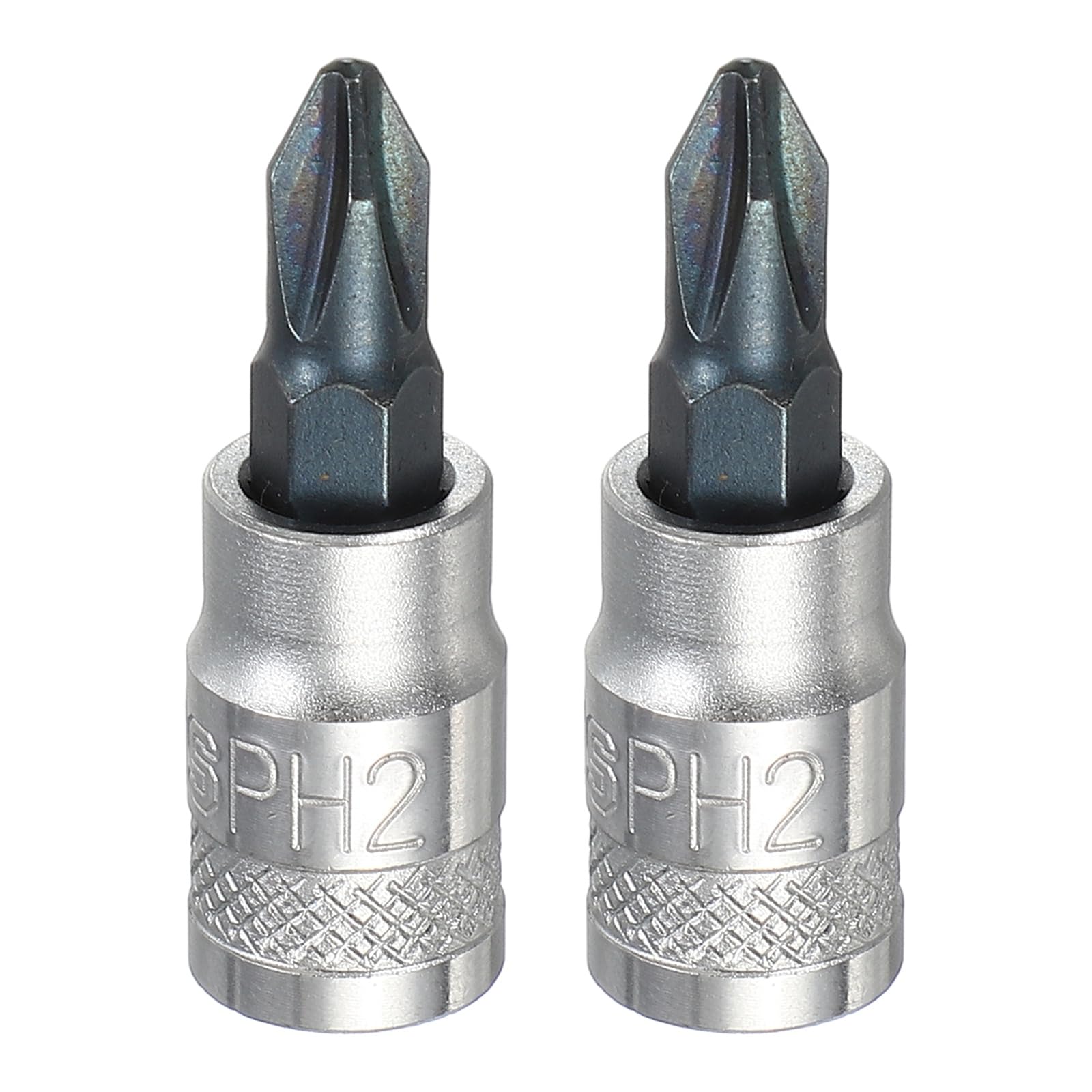 sourcing map 2Pcs Phillips Bit Socket 1/4" Drive PH2 S2 Steel Cross Head Screwdriver Drill Bits CR-V Steel Socket Adapter for Home Auto Axle Hex Nuts Bolts Repair