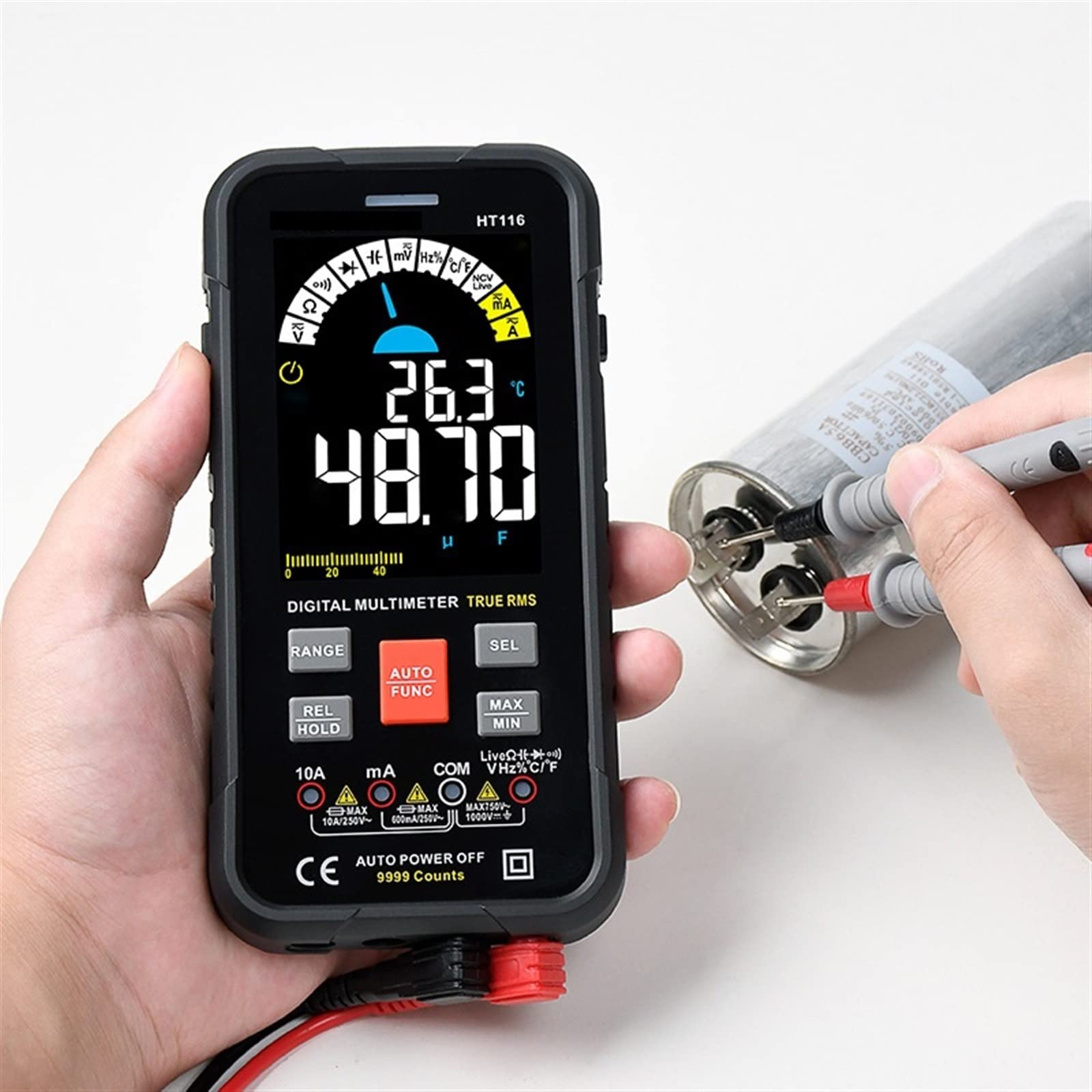 Multimètre numérique Intelligent Rechargeable Multimètre numérique Compteur de Courant Alternatif volmètre résistance testeur de fréquence de capacité Vraie Mesure de température RMS