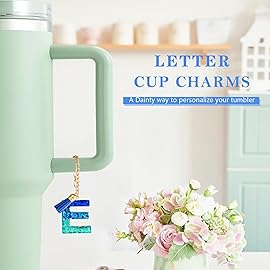 Letter Charm Accessories for Stanley Cup 1 PCS Cute Initial Keychain Handle Charm for Stanley Tumbler for Women Blue Letter E