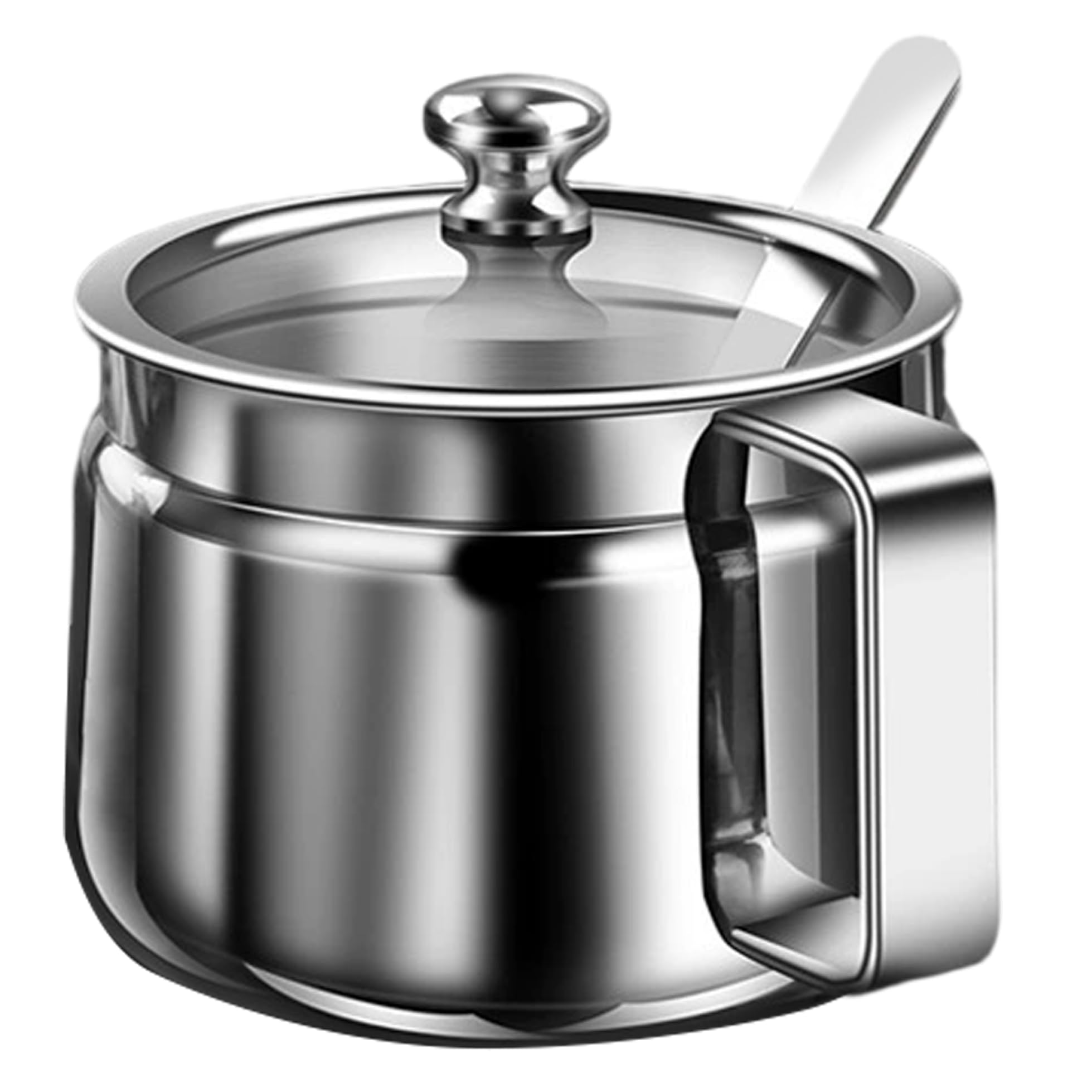 Muzrunq Silver Ghee Container 300Ml Stainless Steel Sugar Container With Spoon Ghee Pot With Iid And Handle For Storing Condiments, Coffee, Sugar Cubes, Spices