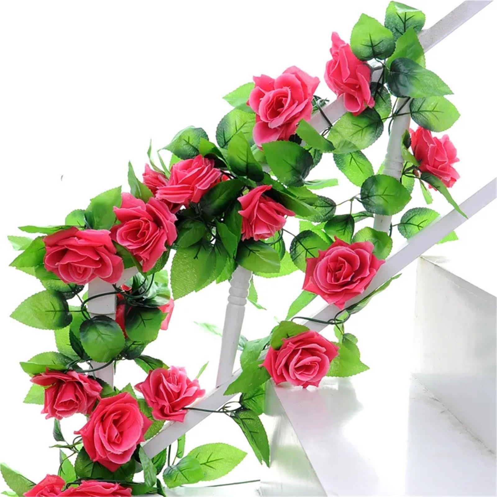 Künstliche Greenery Girlande künstliche Blumen, Weinreben-Girlandenpflanzen for Hotelhochzeitshaus zur Dekoration(Rosso)
